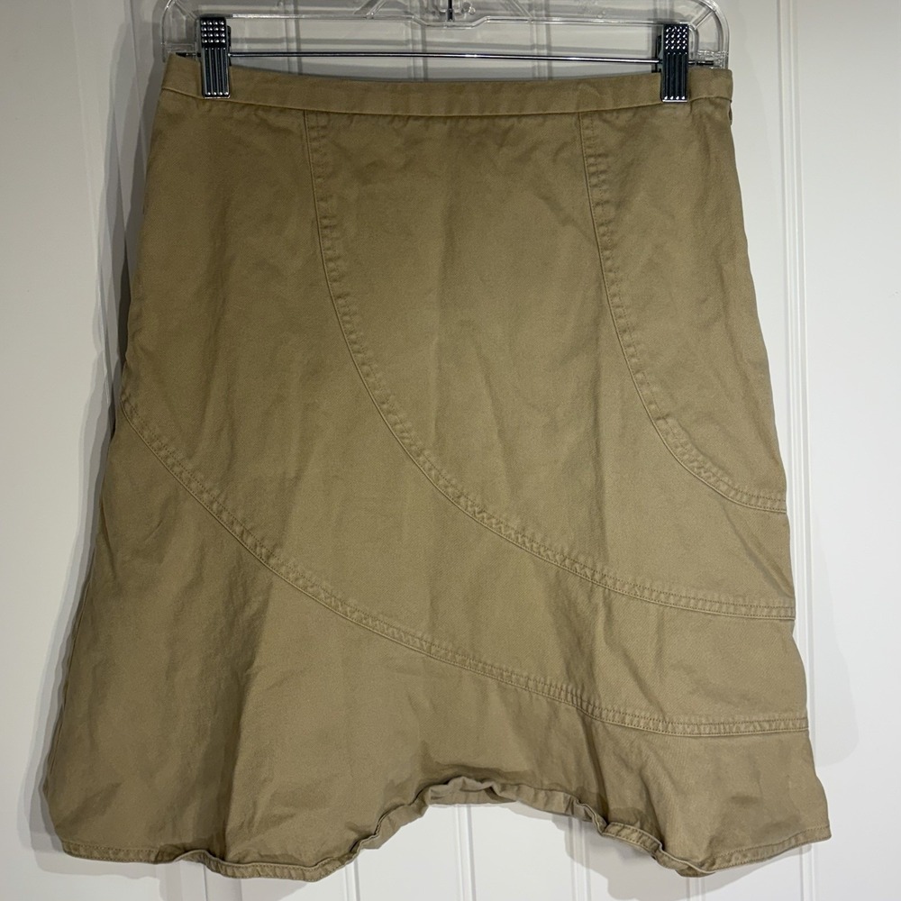Annex Casual Corner Petite Khaki Asymmetrical Hem Skirt Size 4P
